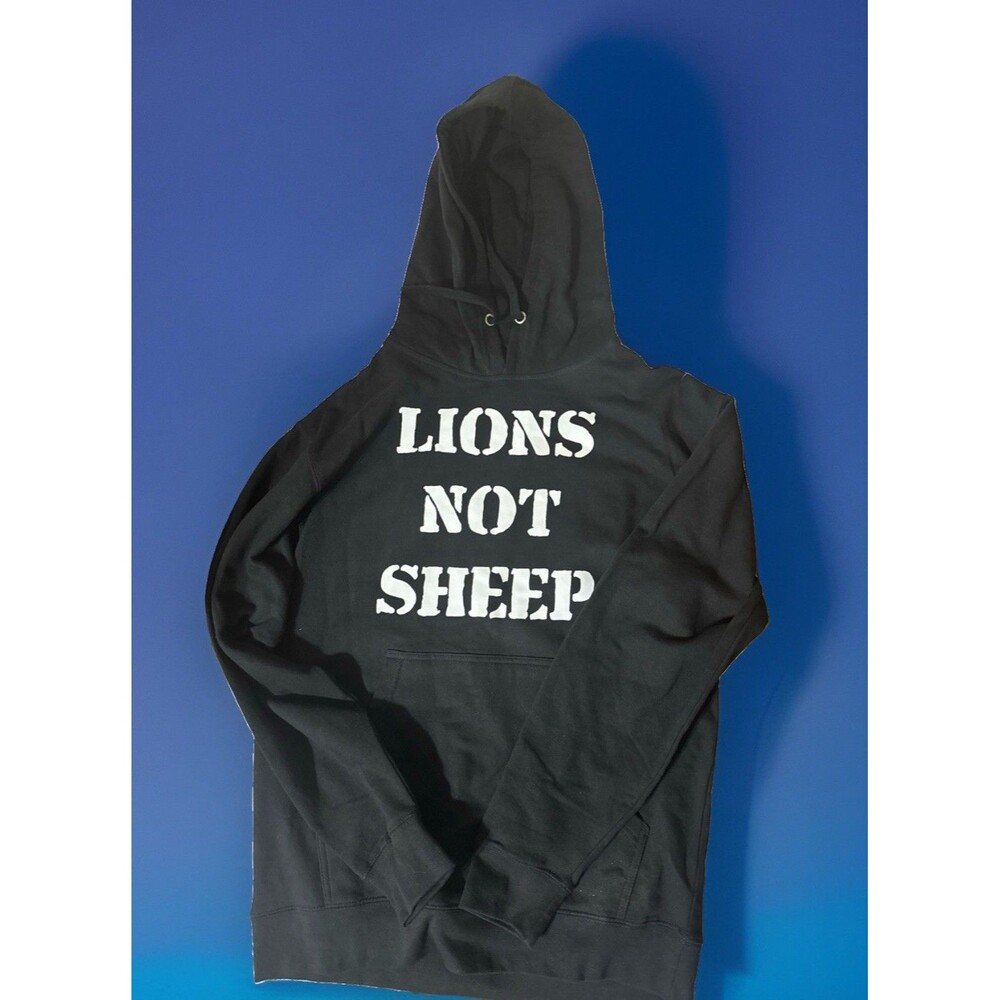 Lions Not Sheep Black Pullover Hoodie Sweatshirt Men's M LNS Patriot
